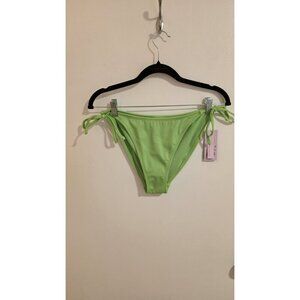 Wild Fable Bikini Bottom Womens Medium Ribbed SideTies High Leg Cheeky Green NWT
